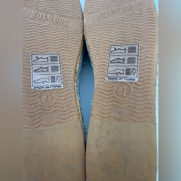 Soludos La Vie En Rosé Embroidered Espadrille Flats Blue Canvas Slip-On Shoes - Picture 10 of 16
